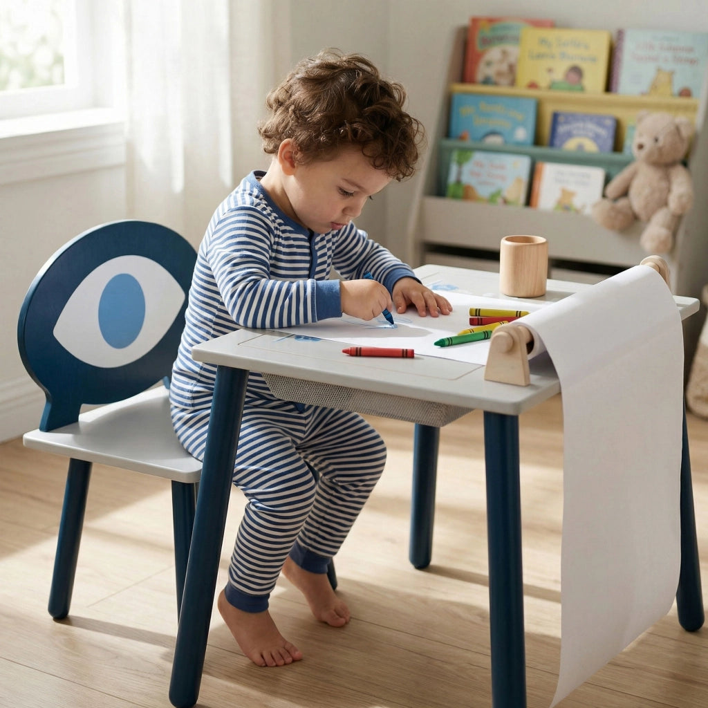 Lulù - Postazione multi-attività montessori 60x52x47cm in legno massello per bambini 36 mesi
