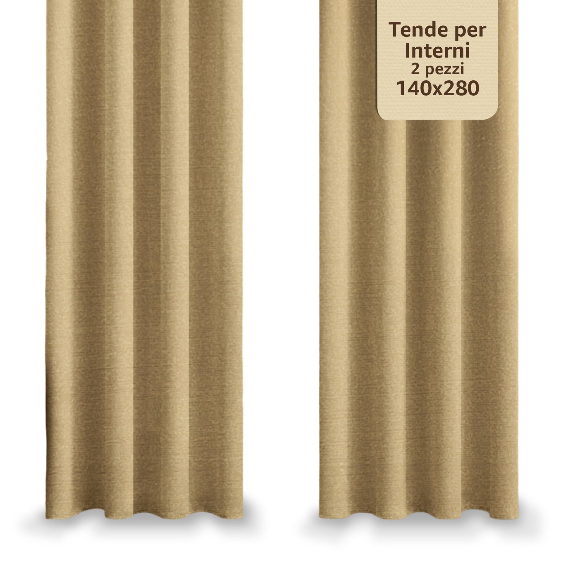 Tende per Interni Camera da Letto e Soggiorno Con Anelli - 140x280cm - 2 Pezzi Colore: FANGO