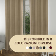 Tende per Interni Camera da Letto e Soggiorno Con Anelli - 140x280cm - 2 Pezzi Colore: FANGO