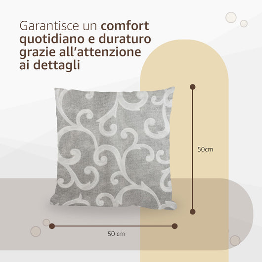 SONIT - Cuscini Divano Decorativi con Cerniera a Scomparsa 50X50 Colore: GRIGIO