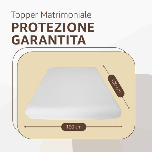 SONIT - Topper Letto Matrimoniale - Topper Matrimoniale 160 x 190 Ipoallergenico e Traspirante - Correttore Materasso Morbido per Migliorare Qualità del Sonno