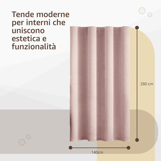 Tende per Interni Camera da Letto e Soggiorno Con Anelli - 140x280cm - 2 Pezzi Colore: CIPRIA