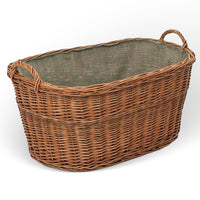 Cesta contenitore portalegna in vimini con rivestimento interno in juta 68x50x30