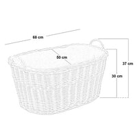 Cesta contenitore portalegna in vimini con rivestimento interno in juta 68x50x30