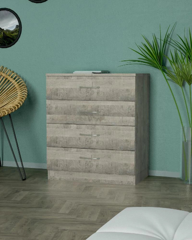 KIT Cassettiera Cassettone 4 Cassetti in Legno cm. 70 x 40 x 72 H