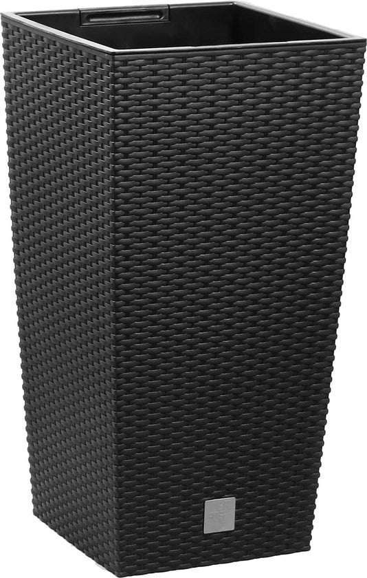 Piantagione in Rattan 266 litri - Bicchiere esterno resistentente all'acqua nero - 265 x 265 x 50 cm