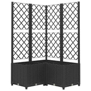 Fioriera rialzata per piante fiori terrazza giardino con traliccio 80 x 80 x 136 cm PP nero 02_0038320