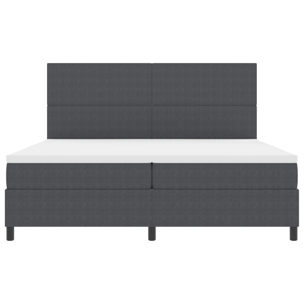 Letto con Box Spring e Materasso Grigio Scuro 200x200 cm Tessuto a Coste