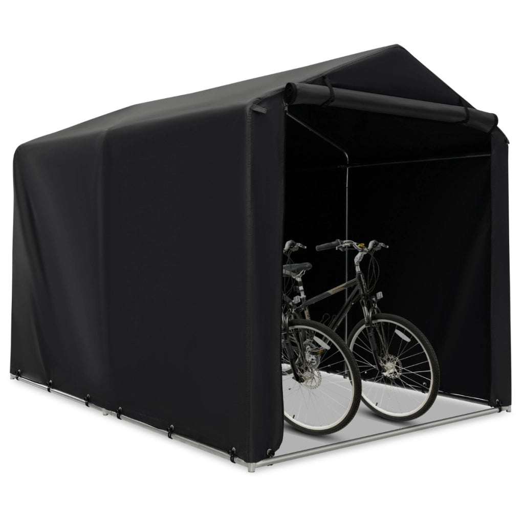 Capanno di stoccaggio per biciclette, Garage portatile 160x218x164cm motociclette con porta a rullo Grigio scuro-Accessori per veicoli