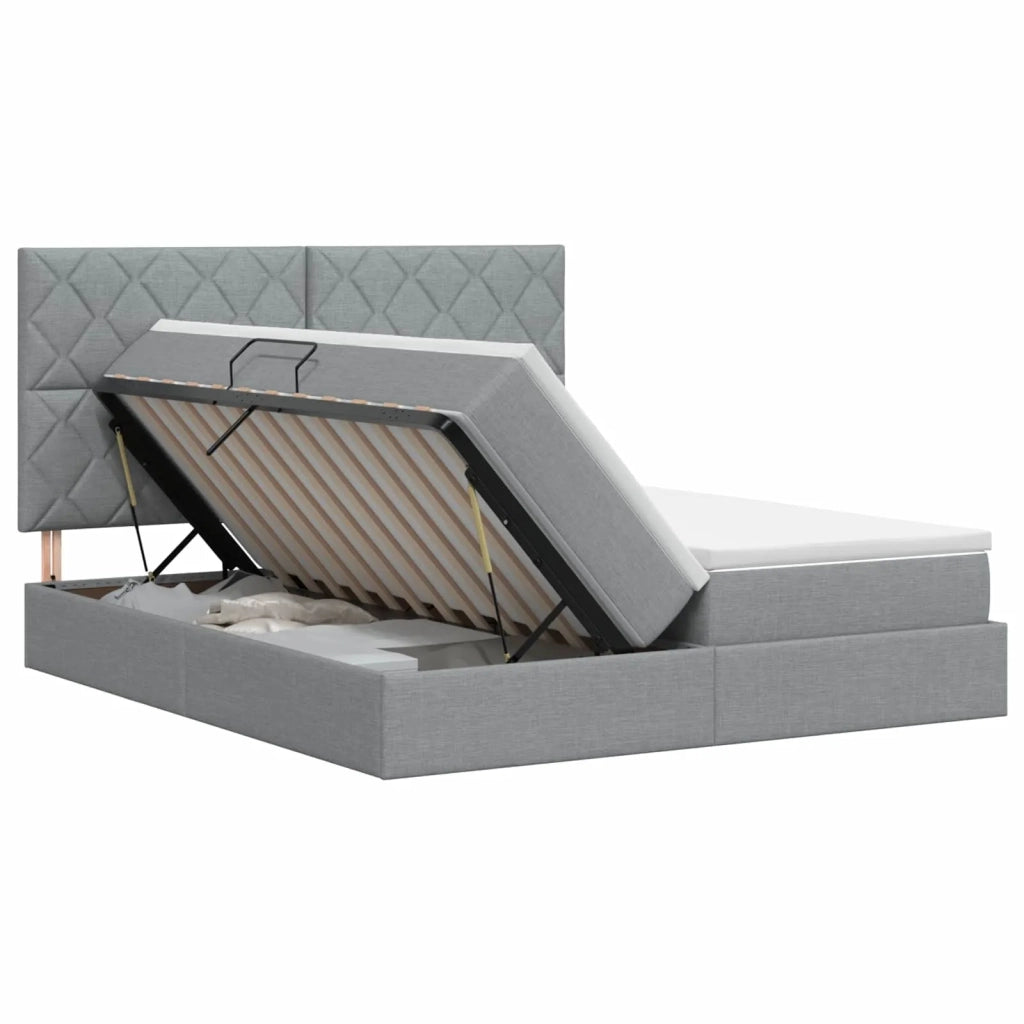 Letto con Contenitore Grigio Chiaro 180 x 200 cm Tessuto 3459801