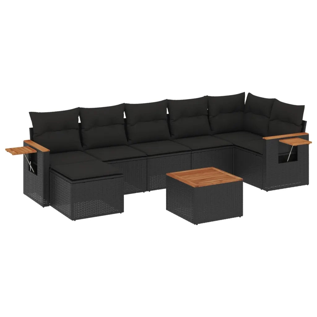 Set Divani da Giardino con Cuscini 8 pz Nero in Polyrattancod mxl 114240