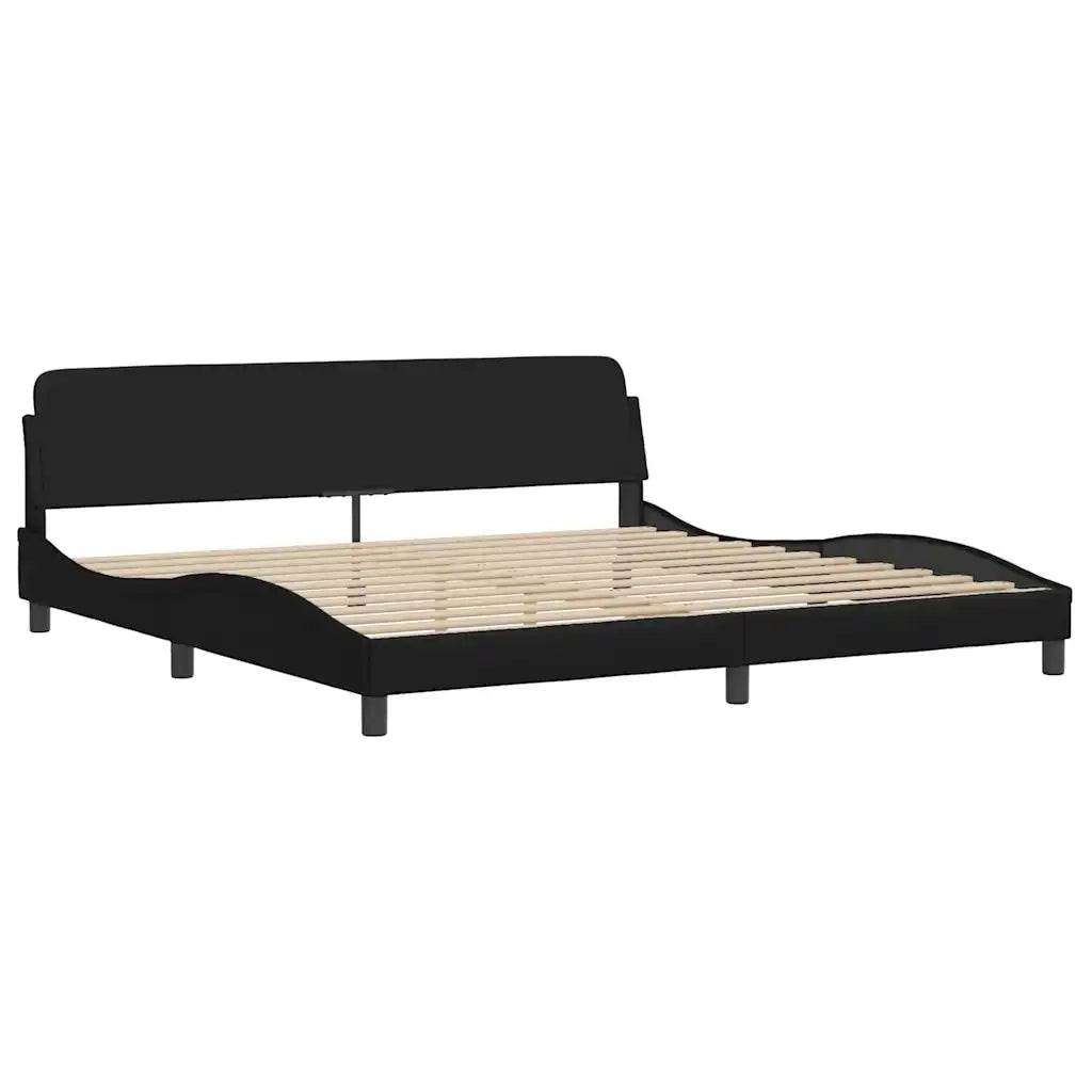 Letto matrimoniale | Letto per adulti | Giroletto Dover Nero 200x200 cm in Similpelle