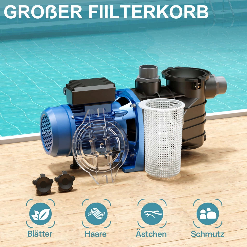 Pompa piscina per ricircolo e filtraggio 22500 l/h 1500 W Pompa di circolazione