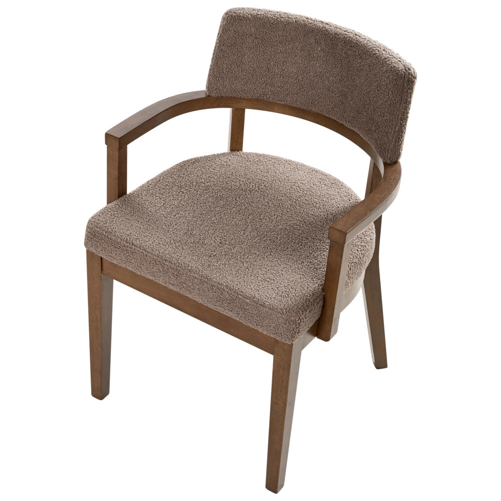 Set di 2 sedie da pranzo in stile tradizionale Seduta imbottita Boucle Legno e tortora Stile retrò tradizionale