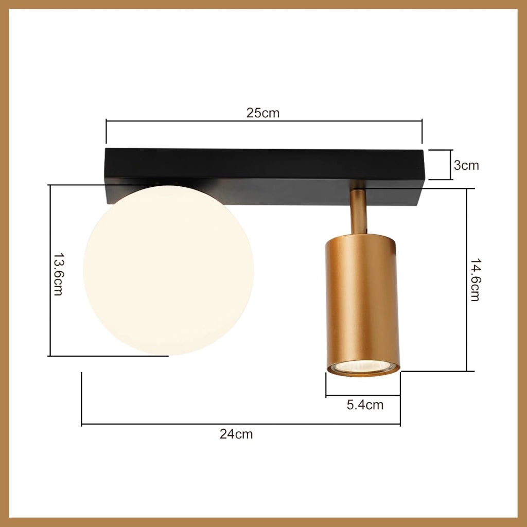ZMH Faretto da soffitto 2 fiamme E14 moderne metallo sfera vetro 40cm per corridoio cucina