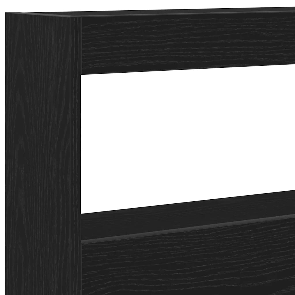 Testiera con Contenitore a LED Rovere Nero 160x17x102 cm 863133