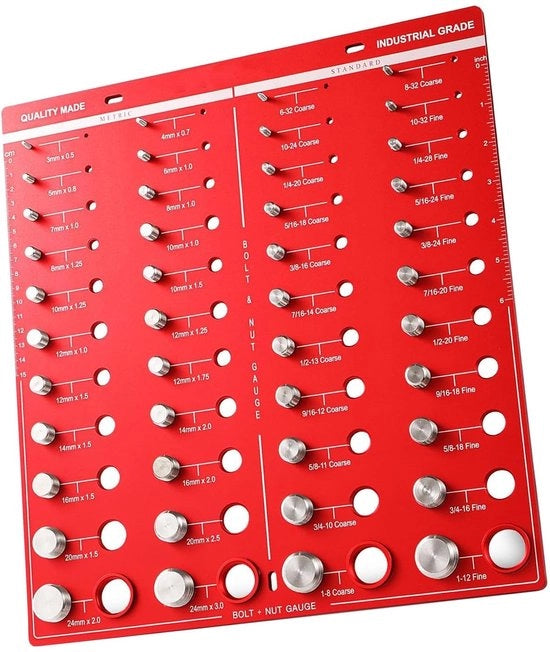 Controllatore di filo - Identificazione di filo a vite e a bussola - Qualità industriale - 14 misure metriche e 14 standard - Identificazione di misura rapida...