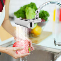 PROLUNGA ESTENSORE PER RUBINETTO DA CUCINA LAVANDINO BAGNO CASCATA 4 IN 1 GIREVOLE 360° CON 2 ADATTATORI E CHIAVE