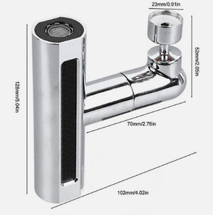PROLUNGA ESTENSORE PER RUBINETTO DA CUCINA LAVANDINO BAGNO CASCATA 4 IN 1 GIREVOLE 360° CON 2 ADATTATORI E CHIAVE