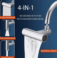 PROLUNGA ESTENSORE PER RUBINETTO DA CUCINA LAVANDINO BAGNO CASCATA 4 IN 1 GIREVOLE 360° CON 2 ADATTATORI E CHIAVE