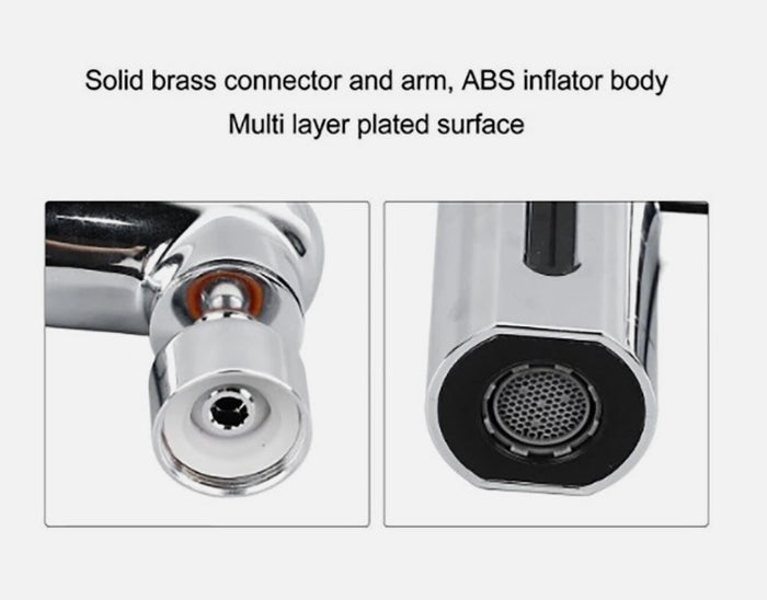 PROLUNGA ESTENSORE PER RUBINETTO DA CUCINA LAVANDINO BAGNO CASCATA 4 IN 1 GIREVOLE 360° CON 2 ADATTATORI E CHIAVE