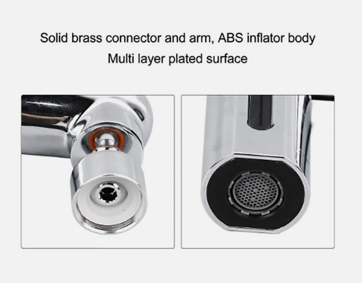 PROLUNGA ESTENSORE PER RUBINETTO DA CUCINA LAVANDINO BAGNO CASCATA 4 IN 1 GIREVOLE 360° CON 2 ADATTATORI E CHIAVE