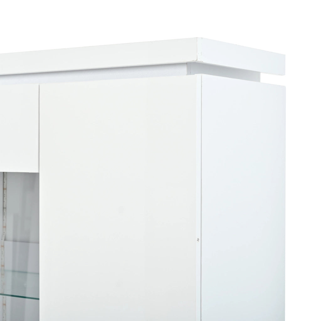 Vetrina 80x35x180 cm con illuminazione LED Bluetooth in MDF bianco