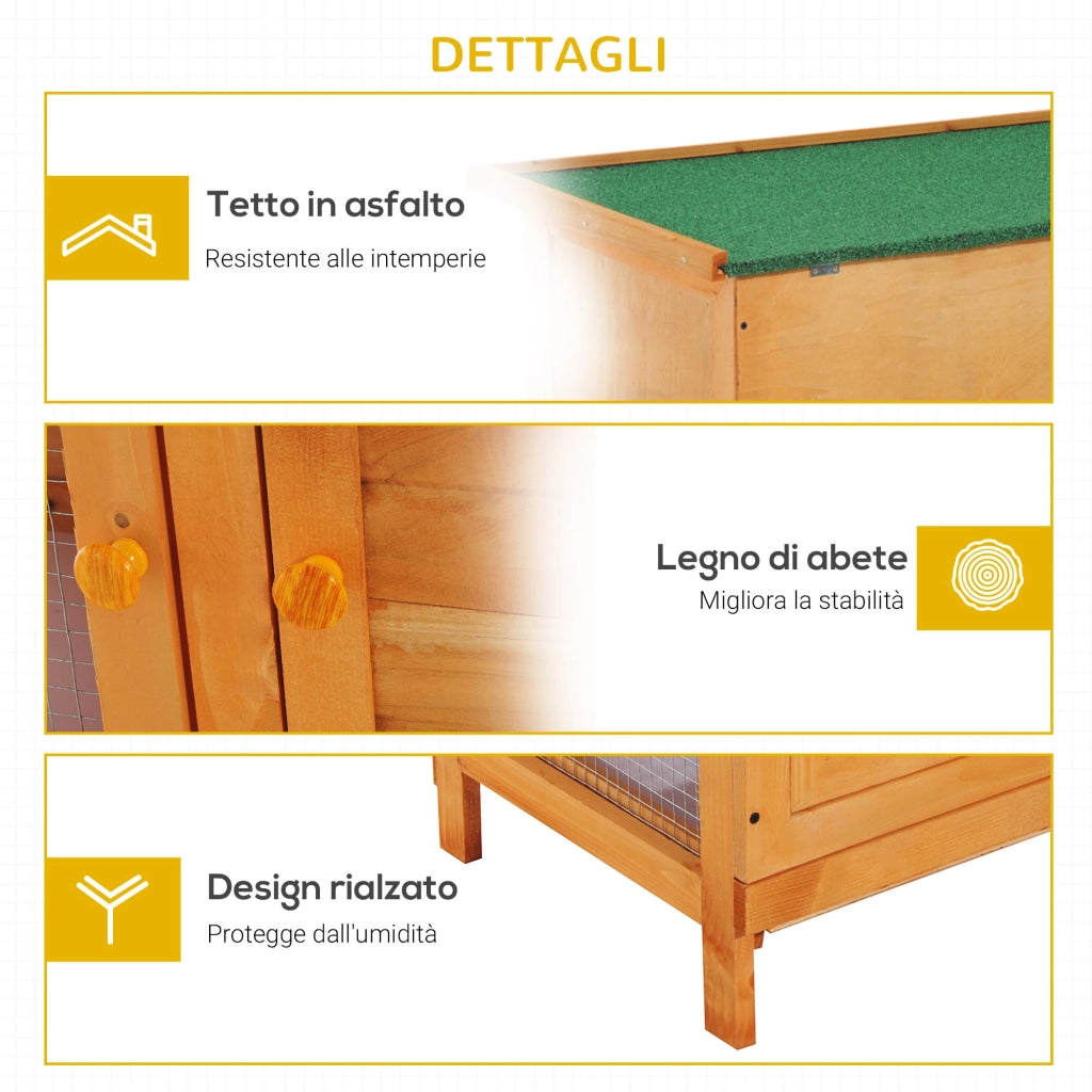 Gabbia per Conigli Conigliera da Esterno in Legno di Abete 90x45x90 cm
