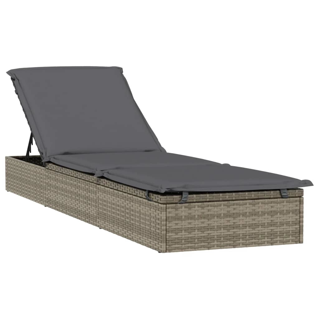 Lettino prendisole sedia a sdraio lettino prendisole letto da giardino mobili da esterno per patio con tetto rotondo 211 x 57 x 140 cm resina intrecciata grigia 02_0012694