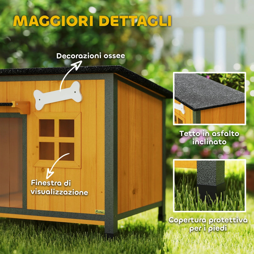 Cuccia per Cani da Esterno in Legno e Acciaio ¨C Zephmum ¨C Giallo