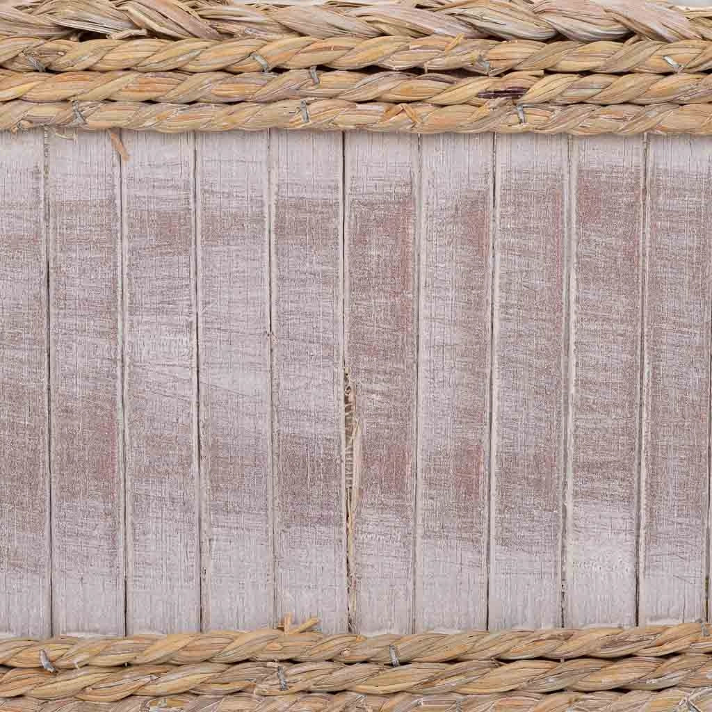 Set di 3 cestini ovali in legno grigio