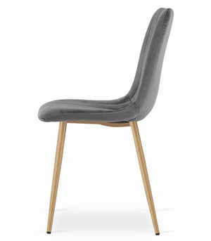 Sedia VALORA JEWA - Moderna in velluto grigio scuro con gambe in legno LAVA x 1