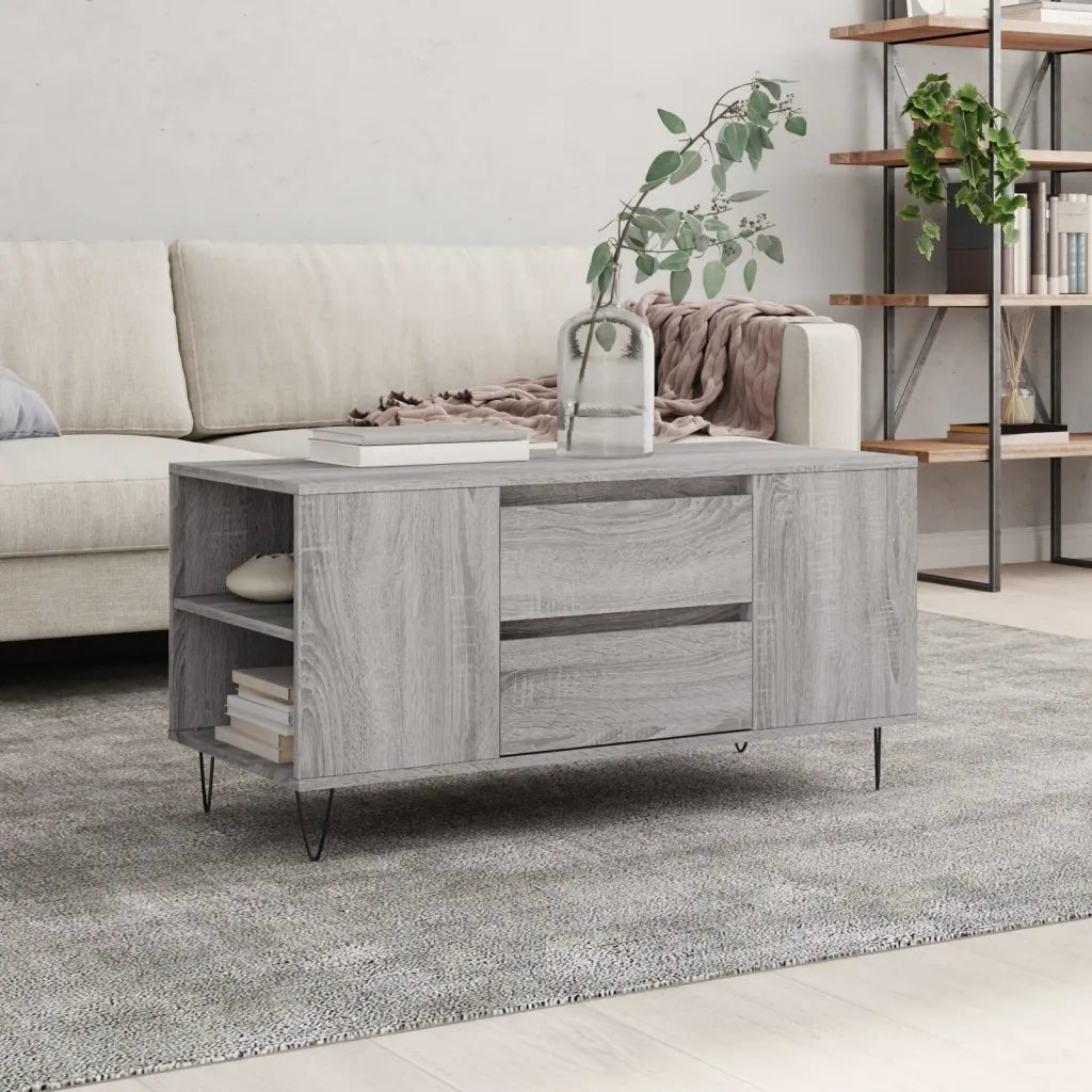 Tavolino Salotto-Tavolino da soggiorno-Tavolo Grigio Sonoma 102x44,5x50 cm Legno Multistrato 766944