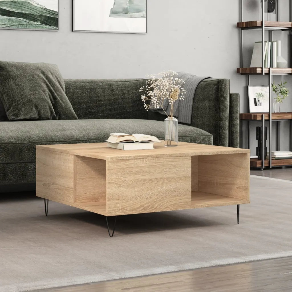 Tavolino Salotto-Tavolino da soggiorno-Tavolo Rovere Sonoma 80x80x36,5 cm Legno Multistrato 776582