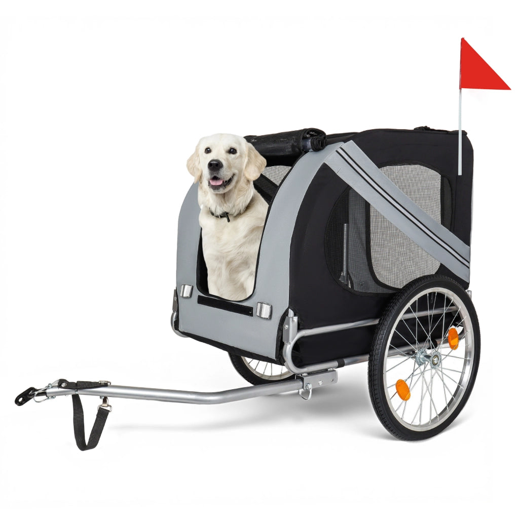RIMORCHIO PER BICICLETTA PER CANI 40 kg Nero/Grigio in Acciaio