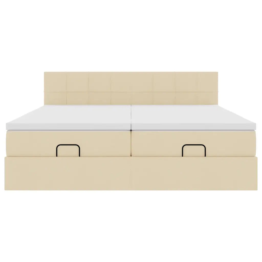 vidaXL Struttura Letto Pouf con Materassi Crema 180x200 cm in Tessuto