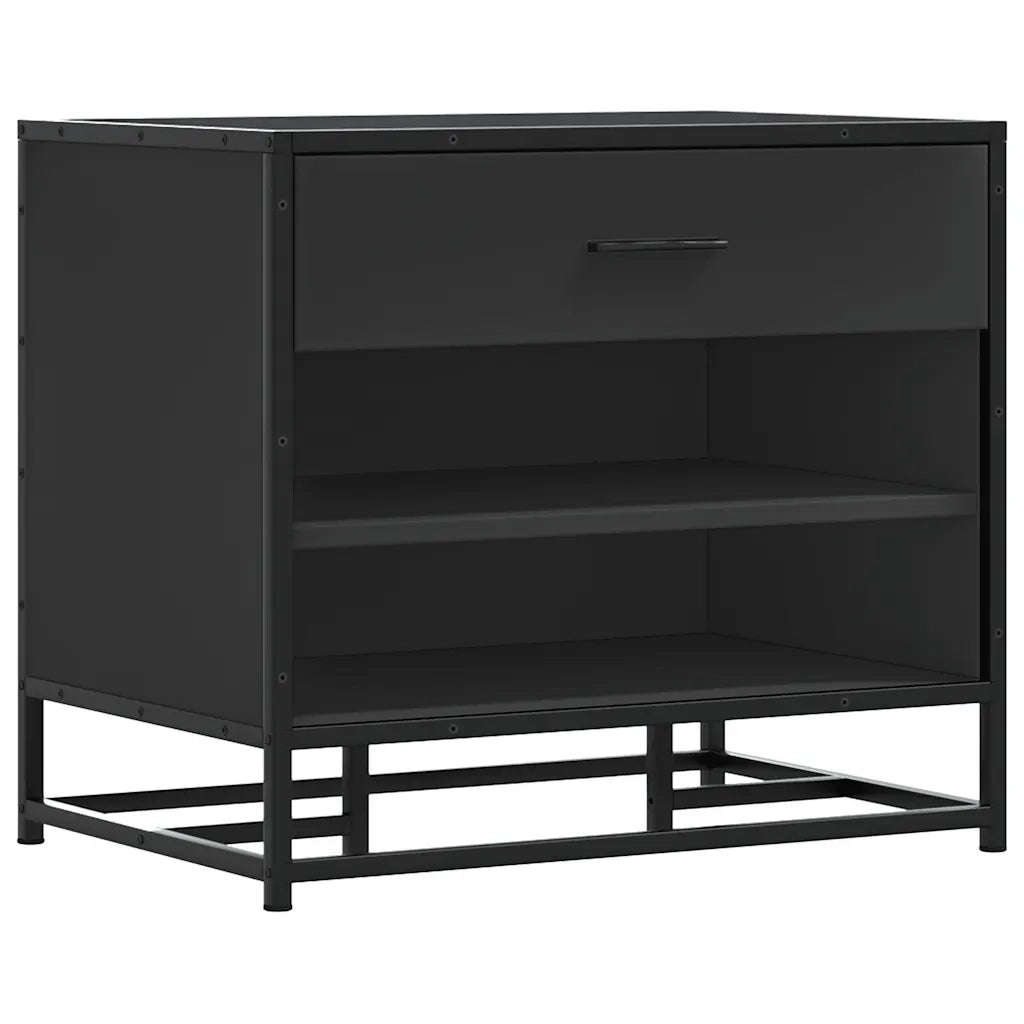 Panca Portaoggetti-Sgabello-Panca con Contenitore Nera 60x40x53,5 cm Multistrato e Metallo