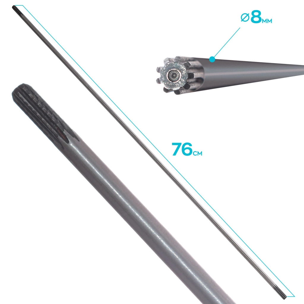 Prolunga Di Ricambio Per Decespugliatori E Tagliarami: Asta Esterna Da Ø26X745 Mm + Trasmissione A 9 Denti Da Da Ø8X760Mm + Connettore Rapido