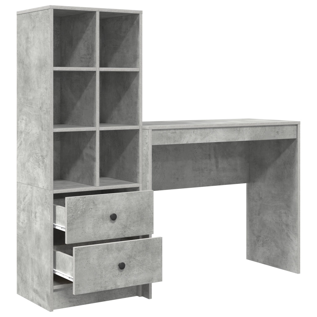 Scrivania con Storage Grigio Cemento Legno Ingegnerizzato