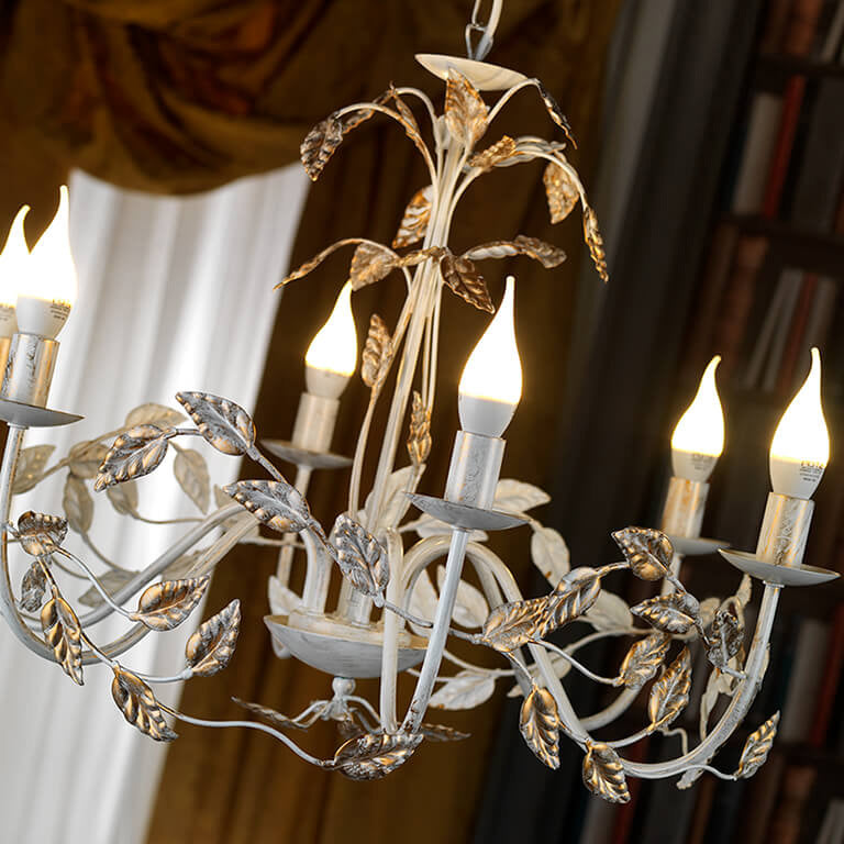 Lampadario 6 luci Collana avorio