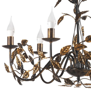 Lampadario 6 luci Collana bronzo