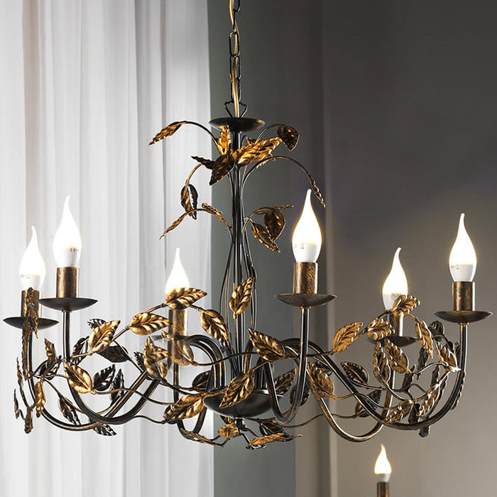 Lampadario 6 luci Collana bronzo