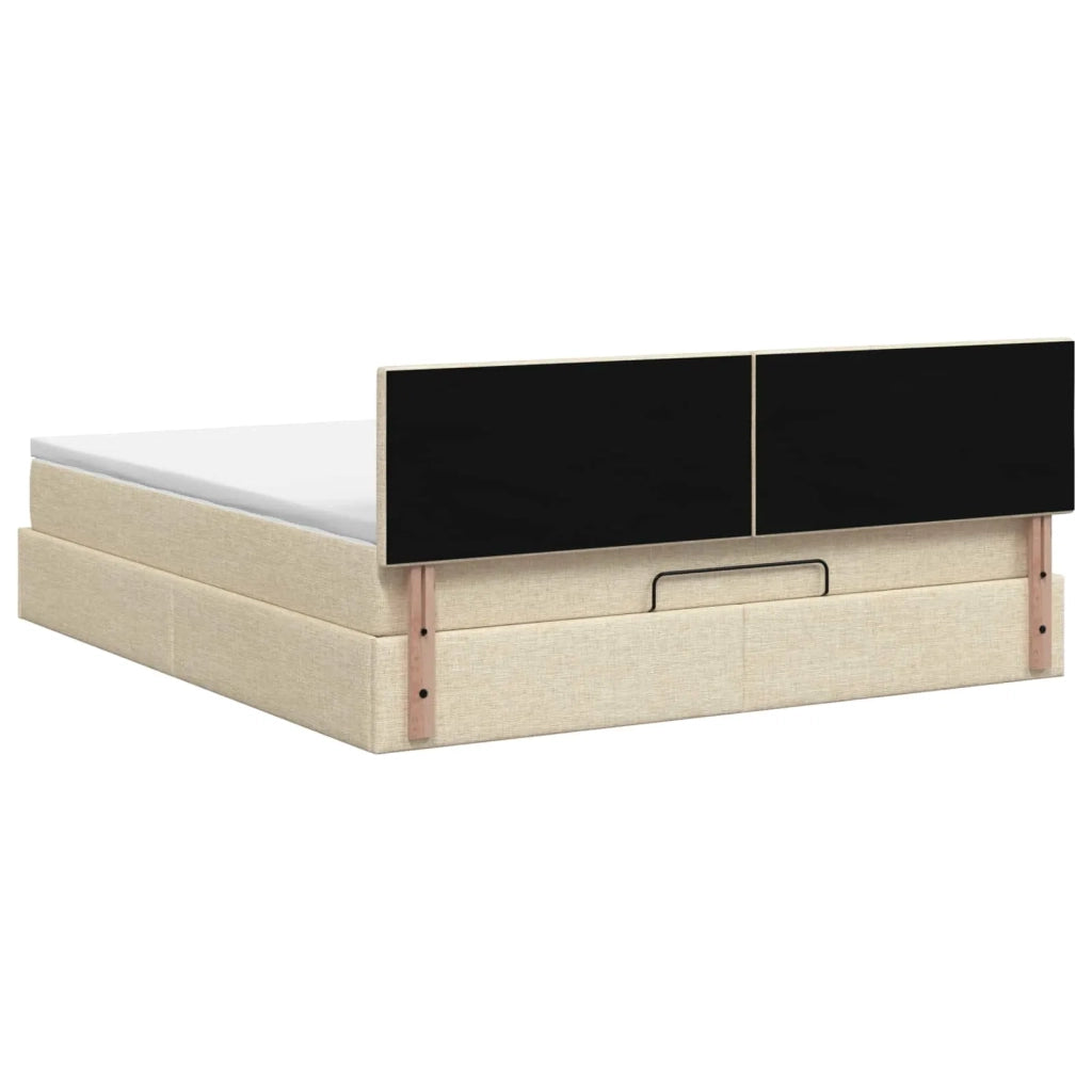 Letto ottomano con materasso Crema 140 x 190 cm Tessuto 3456328