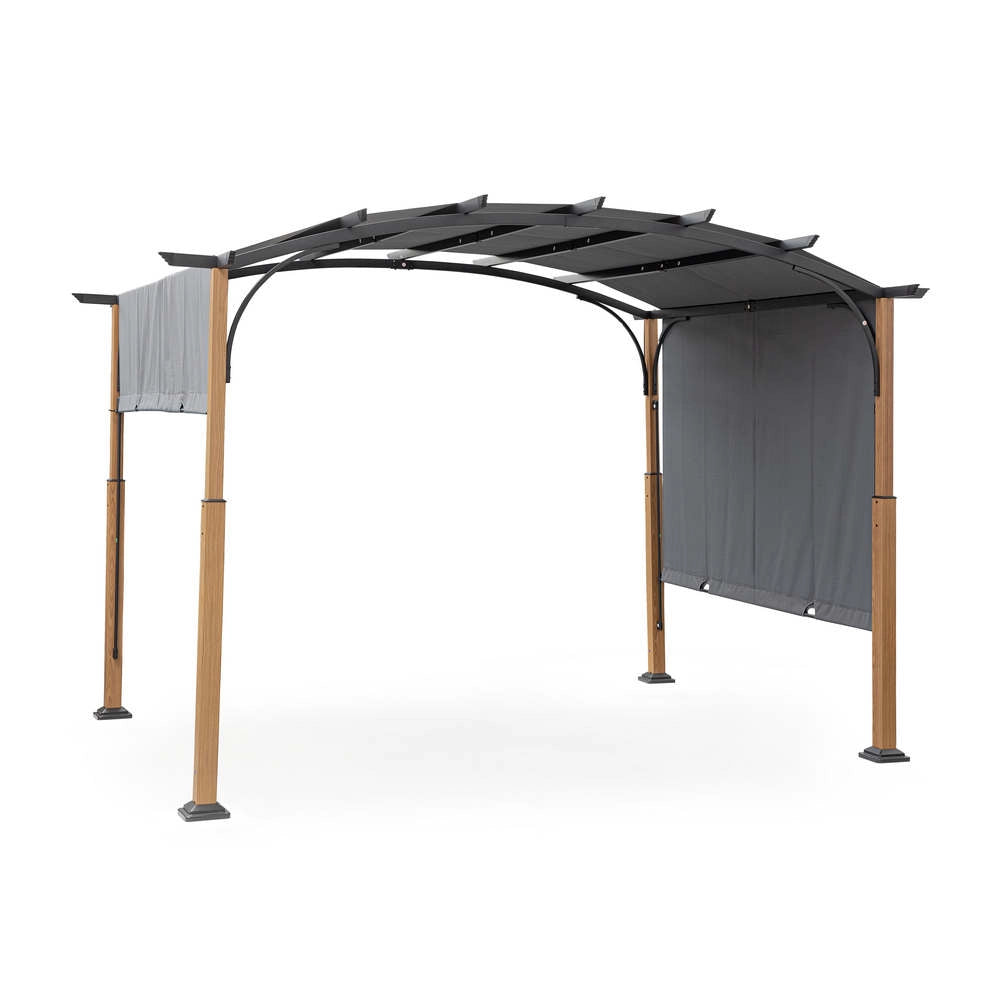 Gazebo in Acciaio effetto Legno con Telo Scorrevole Taormina Bizzotto