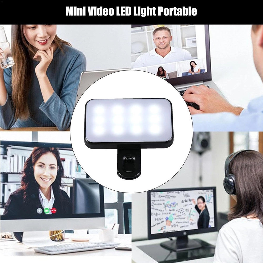 Trade Shop - Luce Ricaricabile Video Led Portatile Pannello Luminoso Con Clip Usb Riprese Telefono -