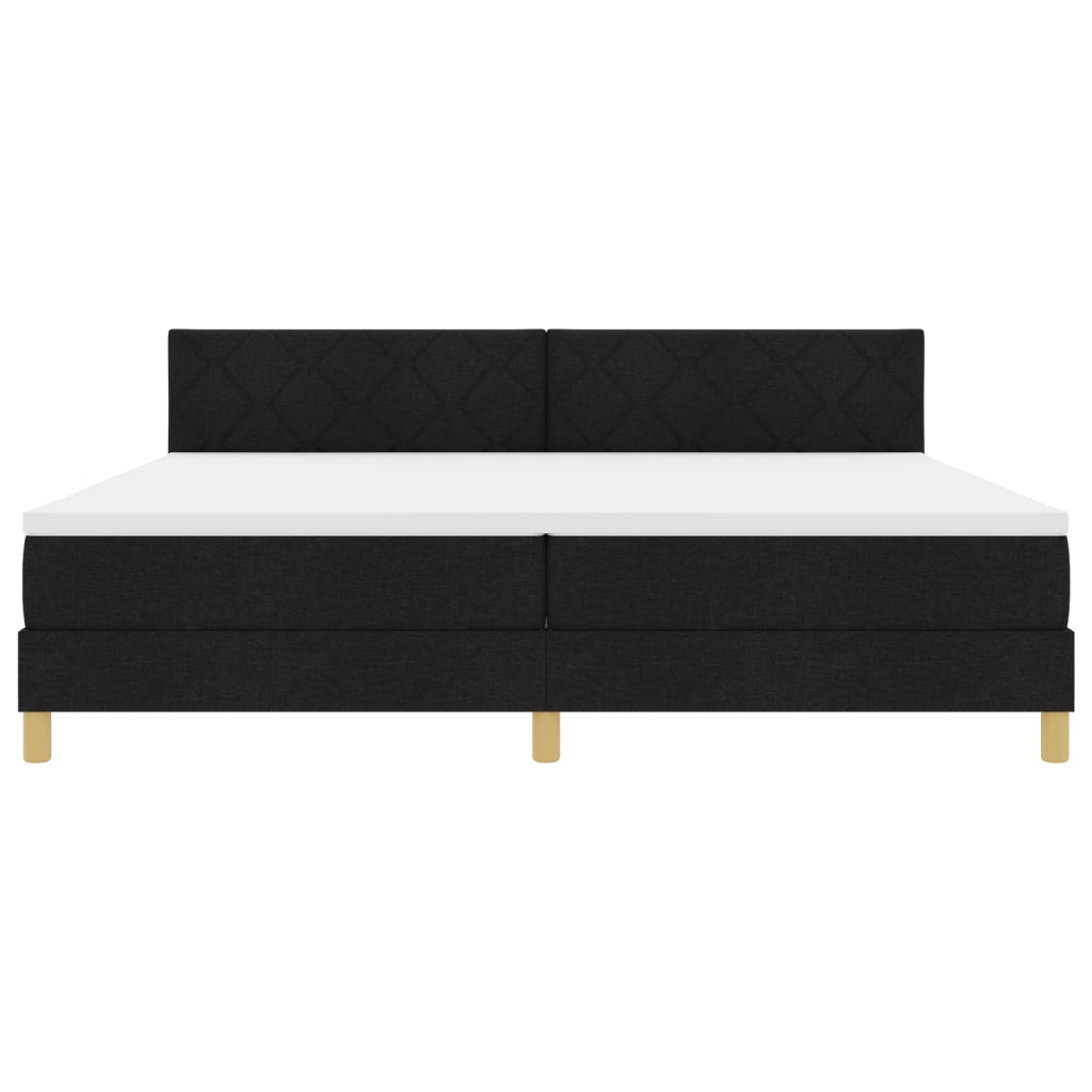 Letto a Molle con Materasso e LED Nero 200x200 cm Tessuto