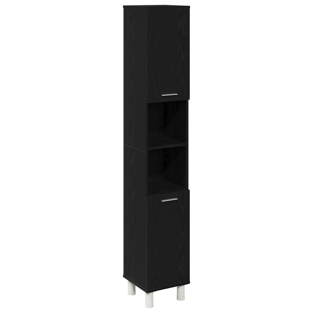 Set di mobili per bagno 4 pezzi in legno ingegnerizzato rovere nero