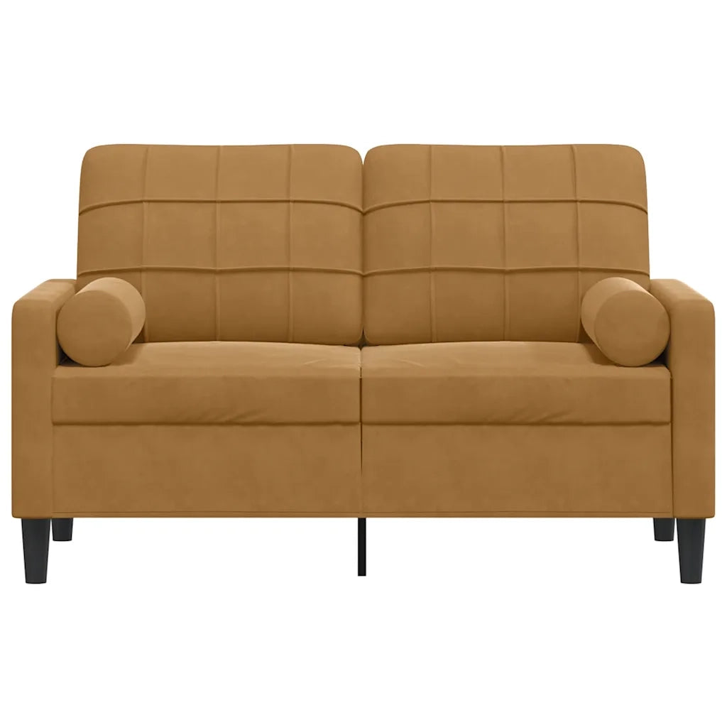 Divano a 2 Posti con Cuscini Marrone 120 cm in Velluto 3278216