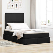 Letto con contenitore LED e materasso Nero 120 x 200 cm Tessuto