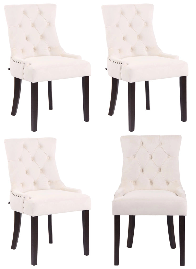 Set 4 poltrone pranzo Aberdeen in velluto crema,antico